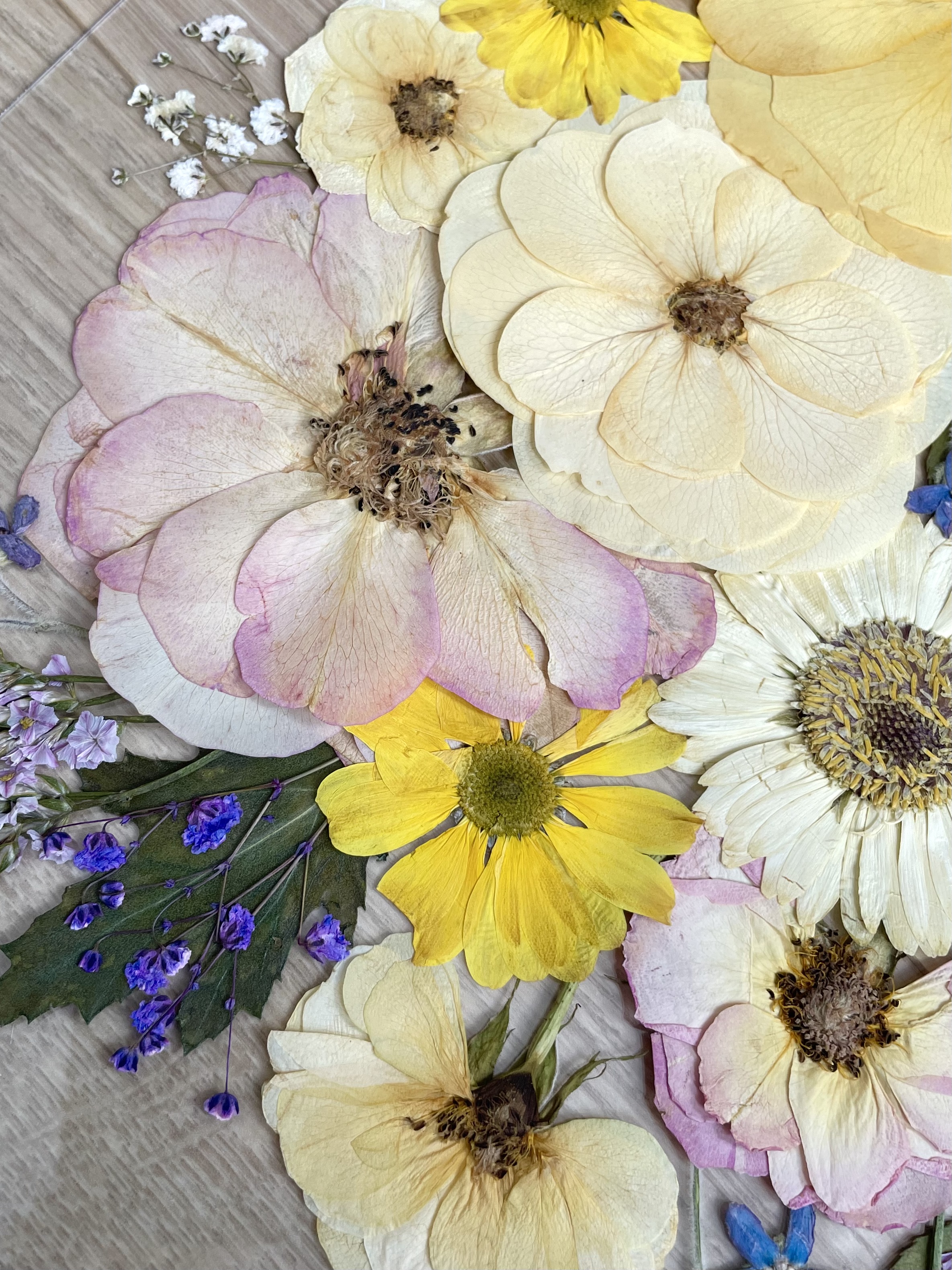 Herbier de mariage roses pressées