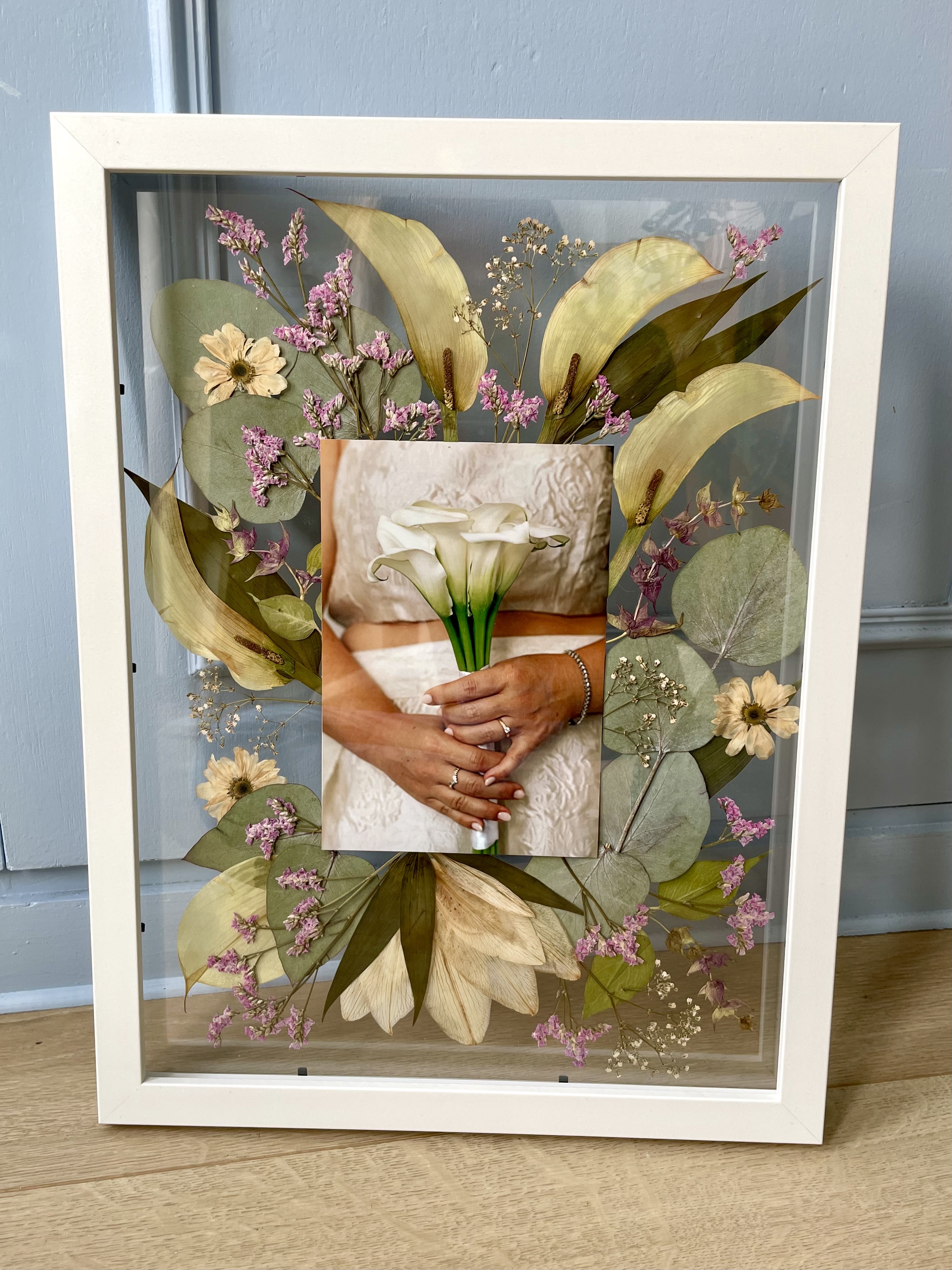 Bouquet de mariage pressé cadre souvenir